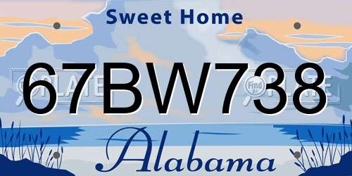 67BW738 Alabama License Plate