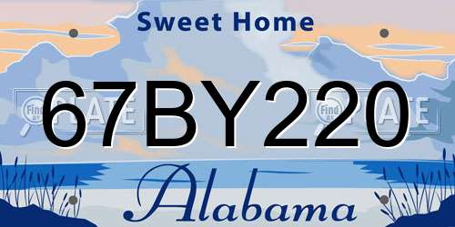 67BY220 Alabama License Plate