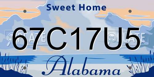 67C17U5 Alabama License Plate