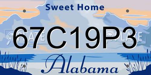 67C19P3 Alabama License Plate
