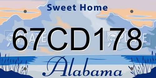 67CD178 Alabama License Plate