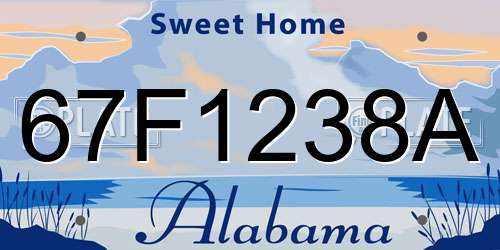 67F1238A Alabama License Plate