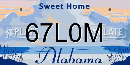 67L0M Alabama License Plate