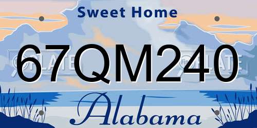 67QM240 Alabama License Plate