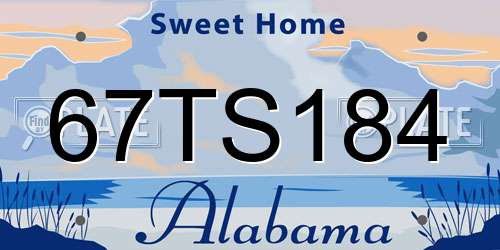 67TS184 Alabama License Plate