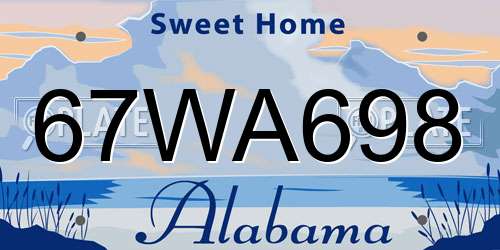 67WA698 Alabama License Plate