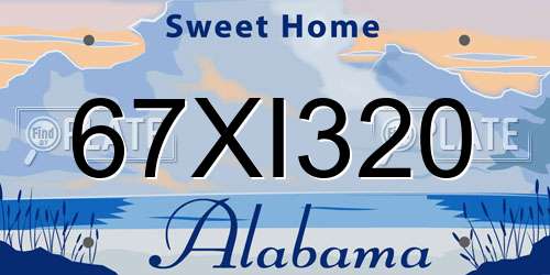 67XI320 Alabama License Plate