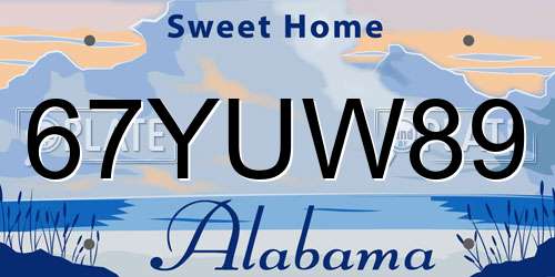 67YUW89 Alabama License Plate