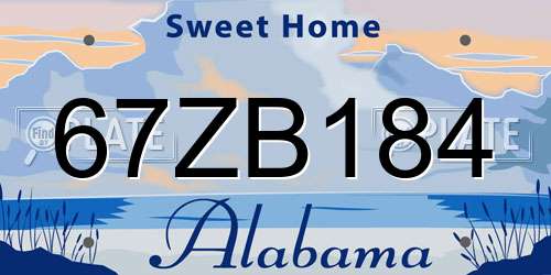 67ZB184 Alabama License Plate