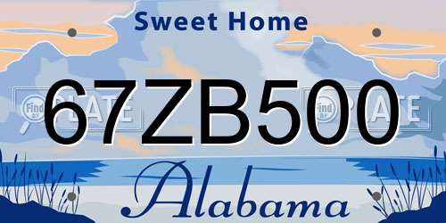 67ZB500 Alabama License Plate