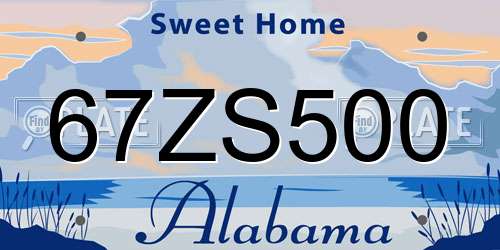 67ZS500 Alabama License Plate