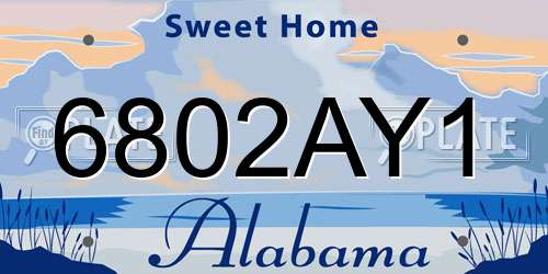 6802AY1 Alabama License Plate
