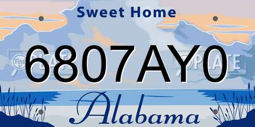 6807AY0 Alabama License Plate
