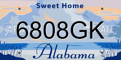 6808GK Alabama License Plate