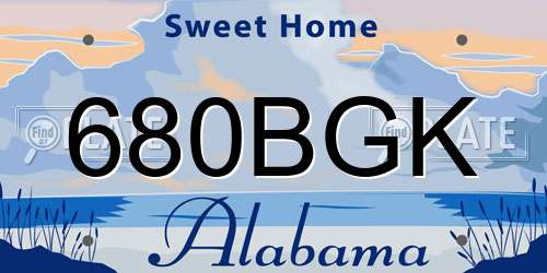 680BGK Alabama License Plate