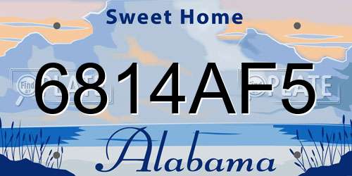 6814AF5 Alabama License Plate