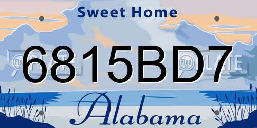 6815BD7 Alabama License Plate