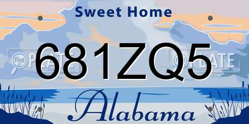 681ZQ5 Alabama License Plate