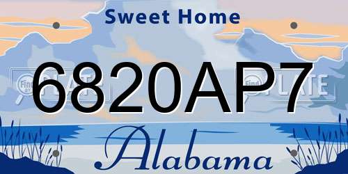 6820AP7 Alabama License Plate