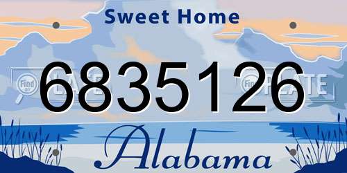 6835126 Alabama License Plate