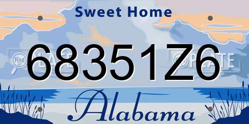 68351Z6 Alabama License Plate