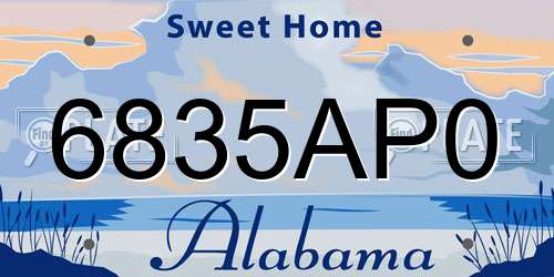 6835AP0 Alabama License Plate