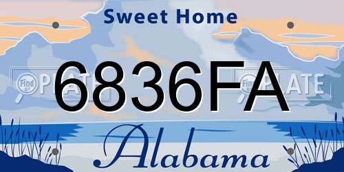 6836FA Alabama License Plate