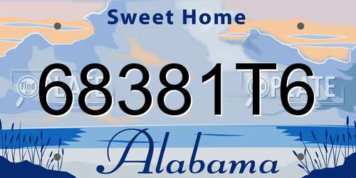68381T6 Alabama License Plate