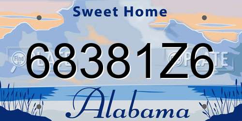 68381Z6 Alabama License Plate