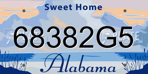 68382G5 Alabama License Plate