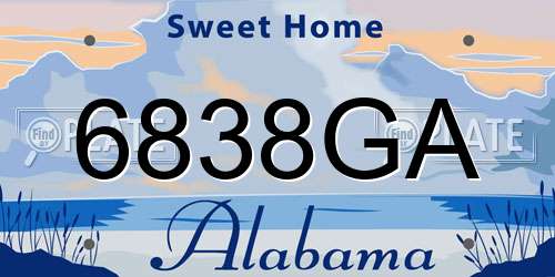 6838GA Alabama License Plate