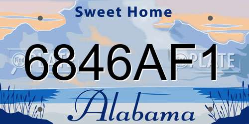 6846AF1 Alabama License Plate