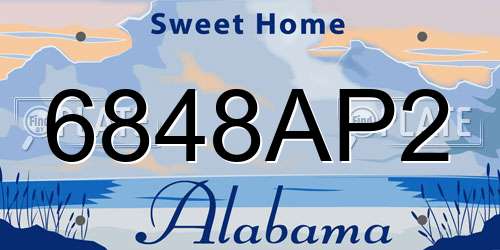 6848AP2 Alabama License Plate