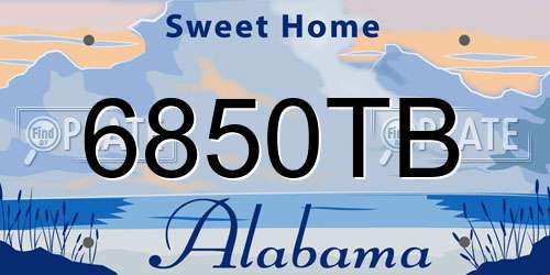 6850TB Alabama License Plate