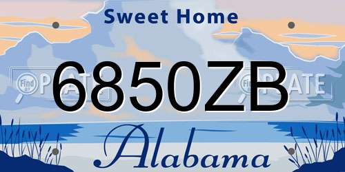 6850ZB Alabama License Plate