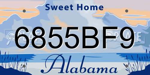 6855BF9 Alabama License Plate
