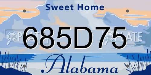 685D75 Alabama License Plate