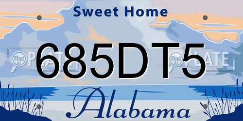 685DT5 Alabama License Plate