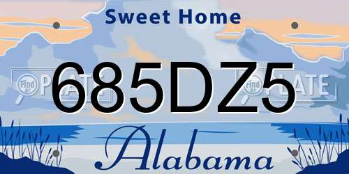 685DZ5 Alabama License Plate
