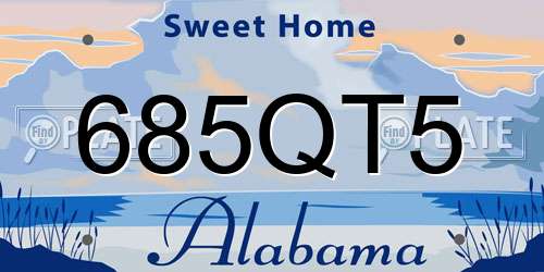685QT5 Alabama License Plate
