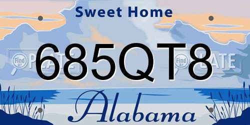 685QT8 Alabama License Plate