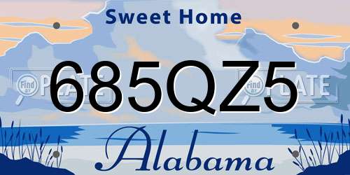 685QZ5 Alabama License Plate