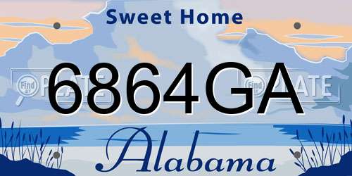 6864GA Alabama License Plate