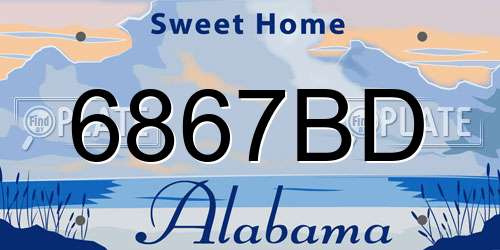 6867BD Alabama License Plate