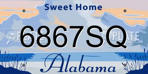 6867SQ Alabama License Plate
