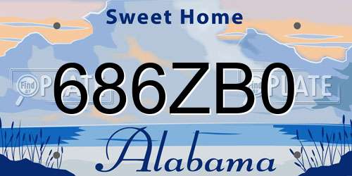 686ZB0 Alabama License Plate