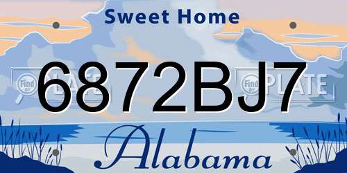 6872BJ7 Alabama License Plate