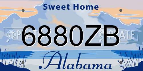 6880ZB Alabama License Plate