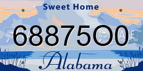 68875O0 Alabama License Plate