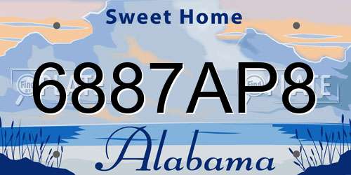 6887AP8 Alabama License Plate